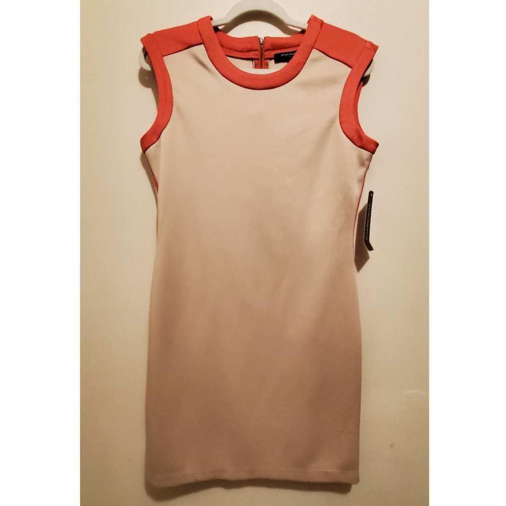NWT Sharagano Peach and Cream Sleeveless Dress Size 10